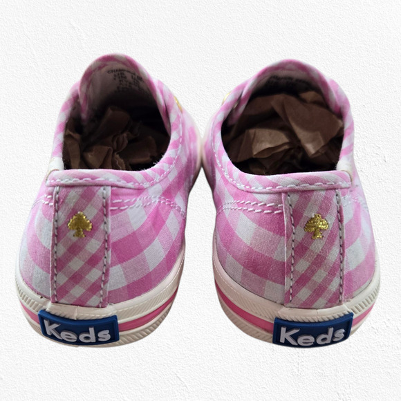 Kate Spade x Keds Pink White Gingham Casual Slip-On Sneakers Girls Size 11M - Picture 8 of 9